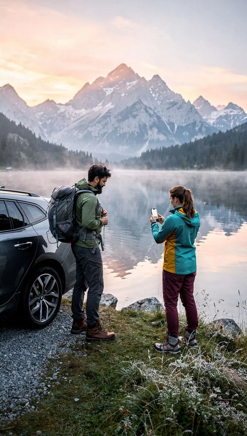 Vozidlo s panoramatickou strechou na vyhliadke v Tatrách